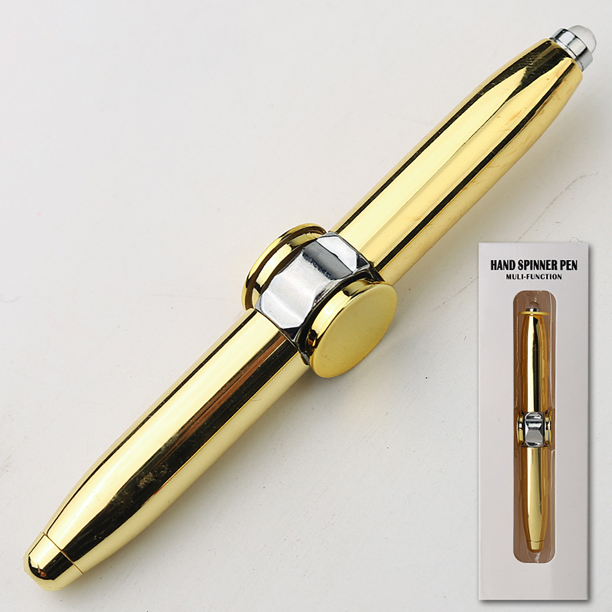 Anti-Anxiety LED Fidget Spinner Finger Gyro Rotating Metal Ballpoint Pen 2