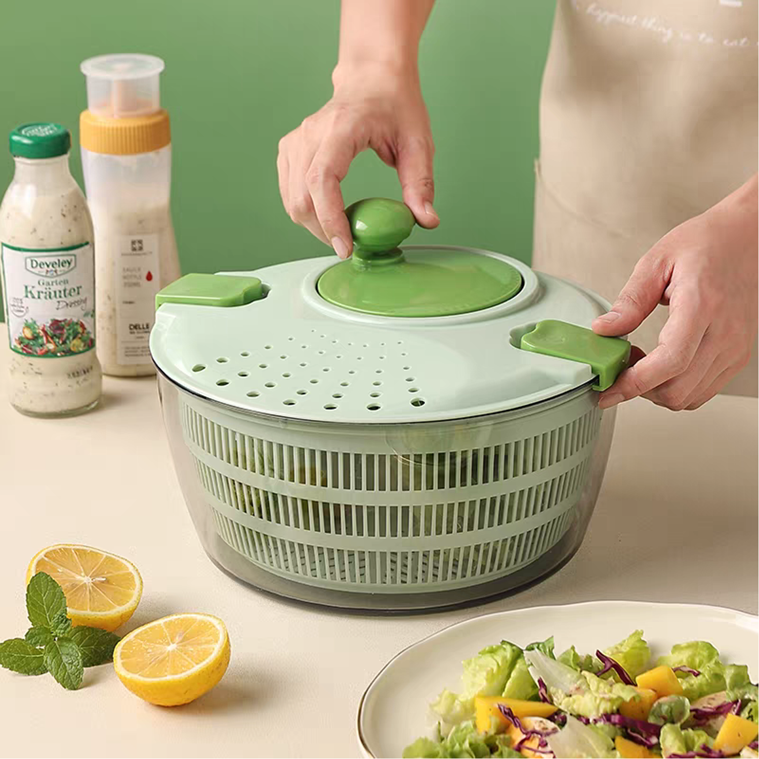Spin Dryer Basket - Large Kitchen Fruit & Veggie Strainer 6