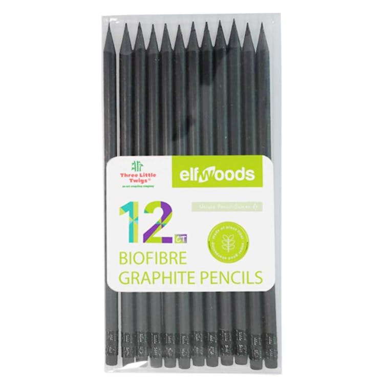 BioFibre Graphite Drawing Pencils - 12 Count Black 1
