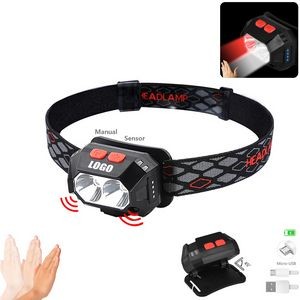 Adjustable LED Headlamp Lightweight Rechargeable Manual And Sensor 3