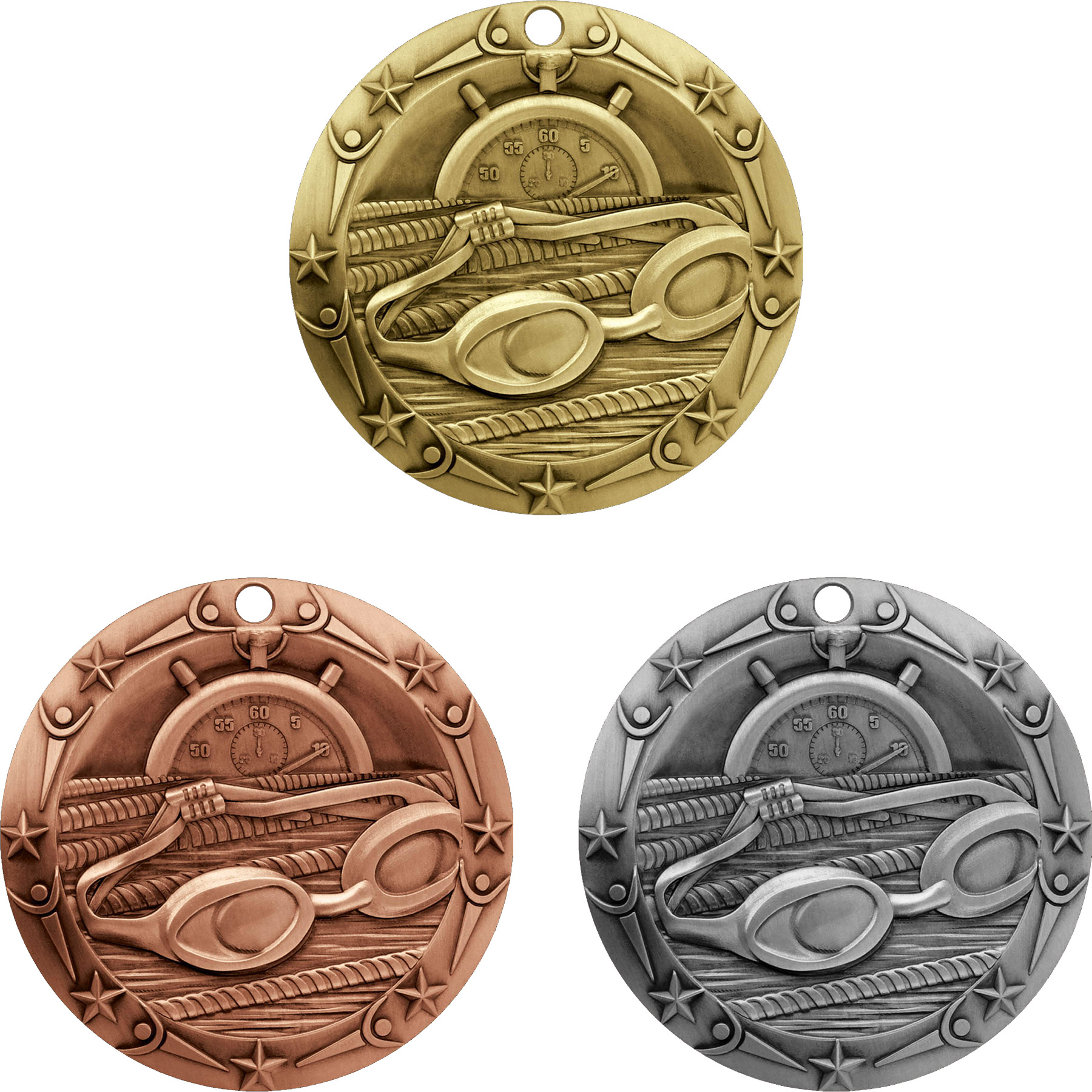 Stock World Class Sports & Academic Medals: Swimming