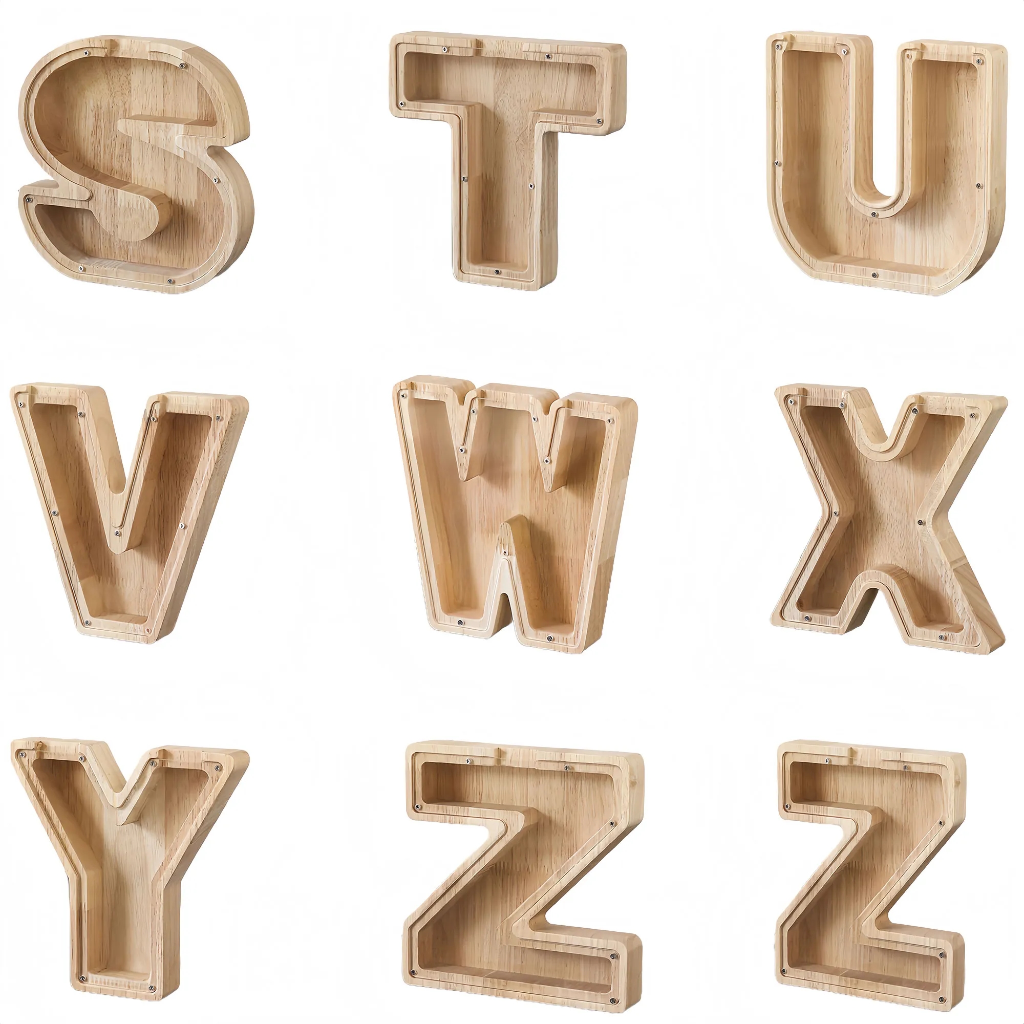 Wooden 26-Alphabet Coin Box Kids Toy Organizer 4