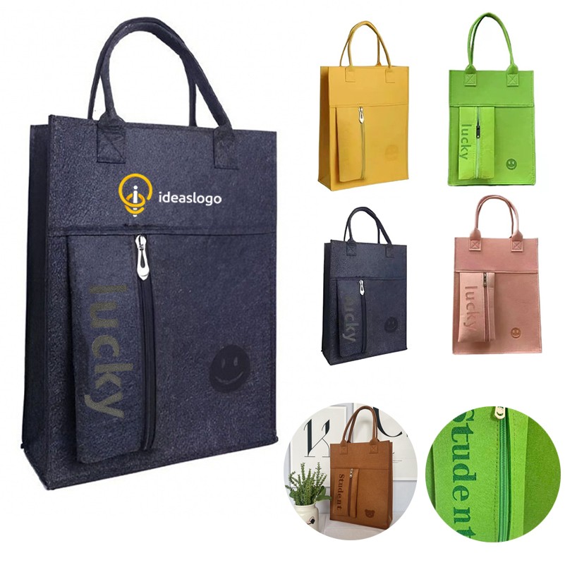 Eco-Friendly Felt Tote Bag with Zippered Pocket 2