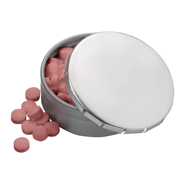 2 1/8" Large Round Push Tin with Mints 26