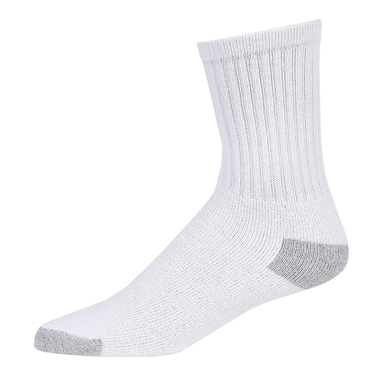 Adult Crew Sports Socks - White with Gray Size 10-13 2