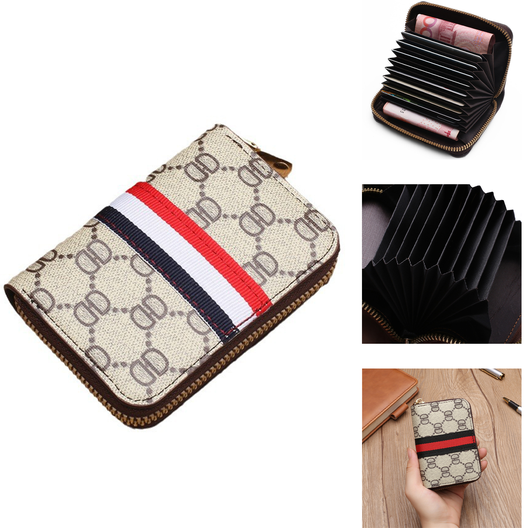 Unisex Wallet Anti theft brush grid organ card bag 2