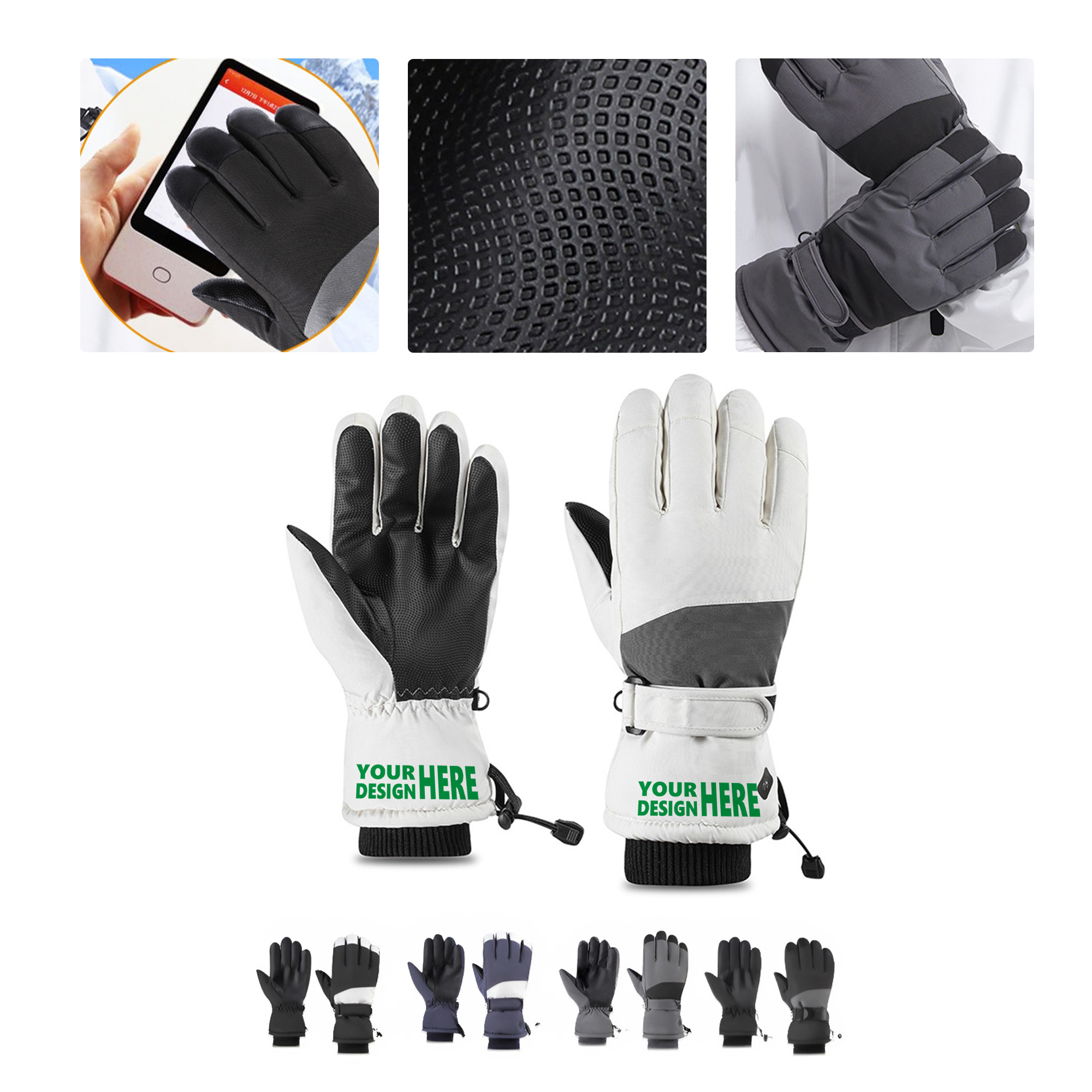 MOQ50 Custom Waterproof Thermal Ski Gloves 1