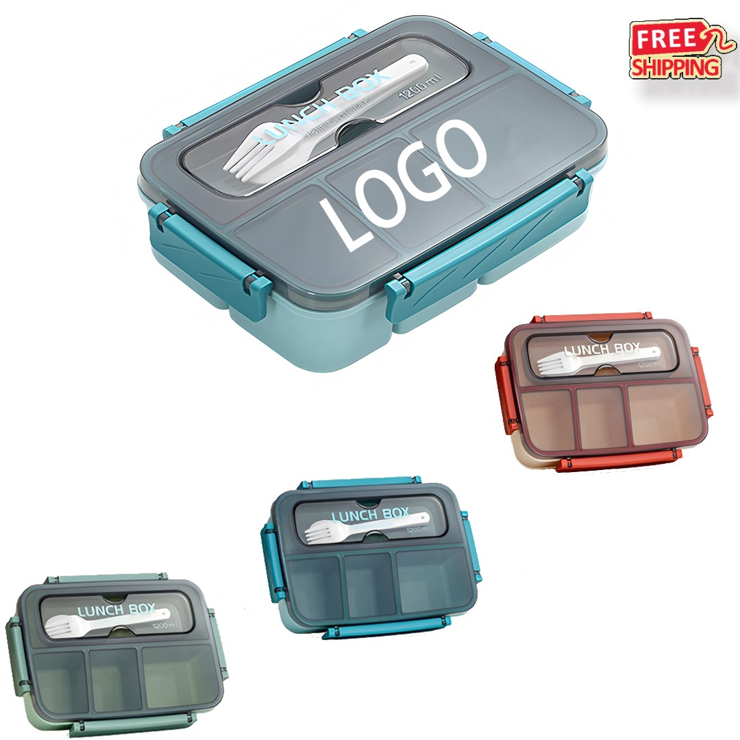 4 Compartment Bento Lunch Box with Utensils 2