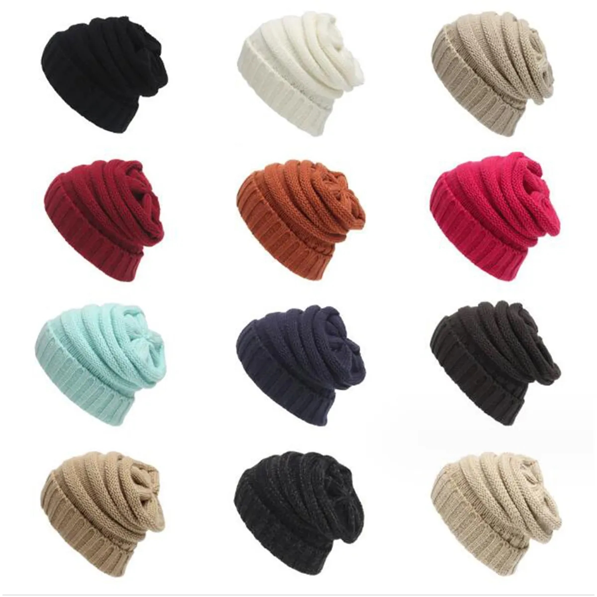 Unisex Winter Warm Cable Knit Slouchy Skull Beanie Cap Hat 3