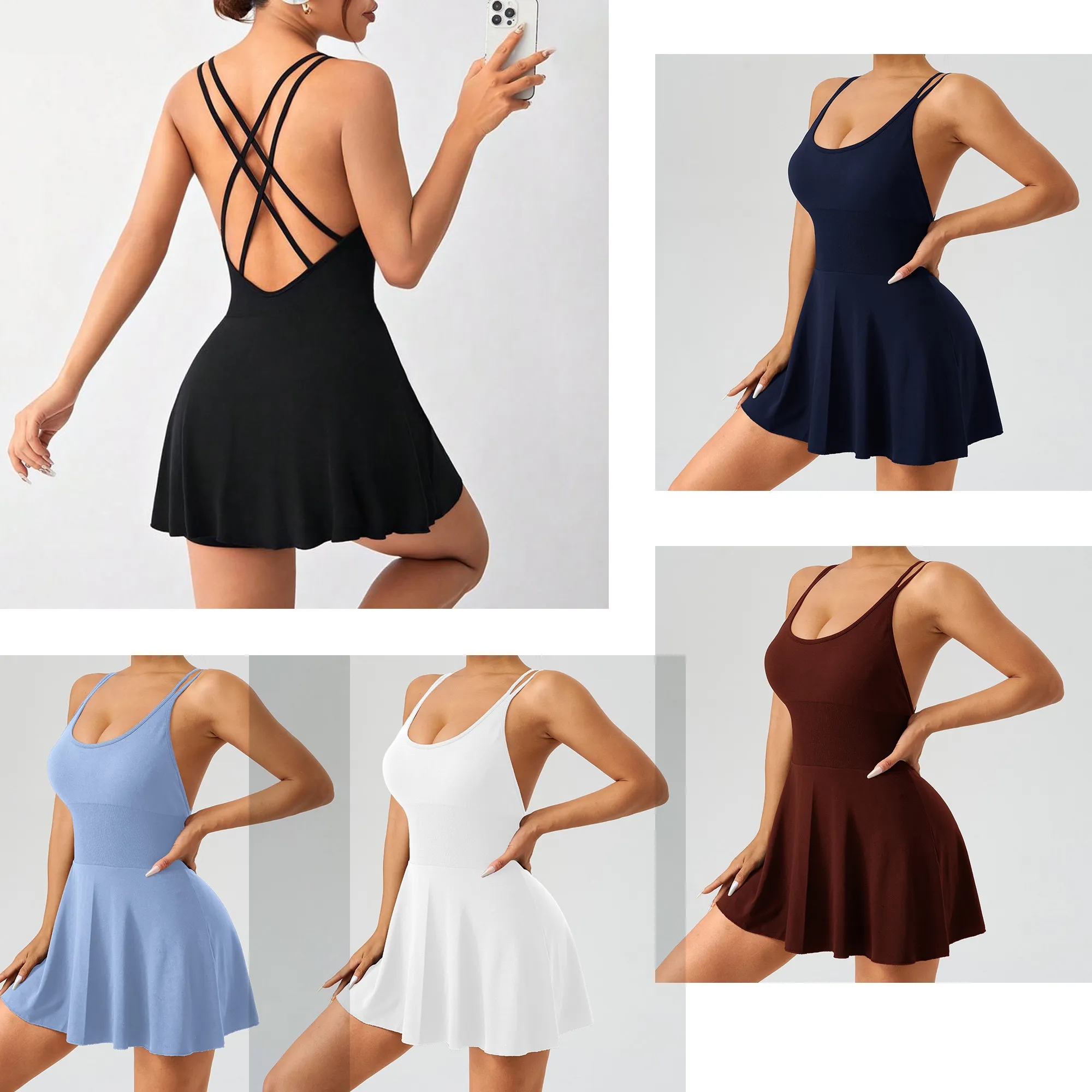 Women Seamless One-Piece Tennis Dresses 2