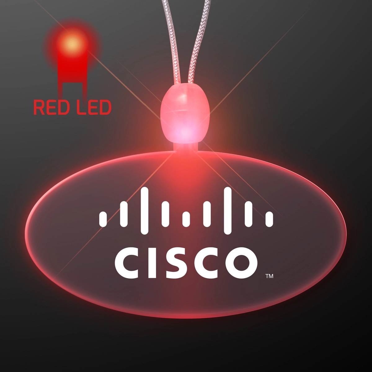 Light Up Promotional Acrylic Oval Necklace with LED 12