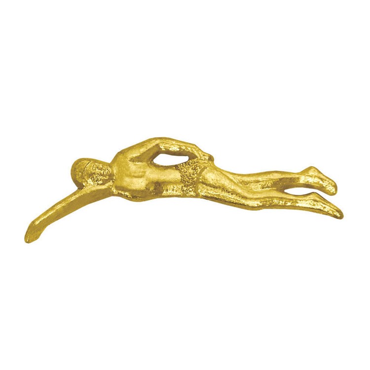 Male Swimmer Bright Gold Chenille Lapel Pin 3