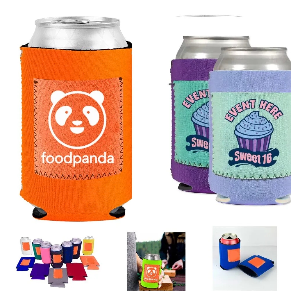 Neoprene Can Holders With Pocket, custom koozie with logo imprint 5
