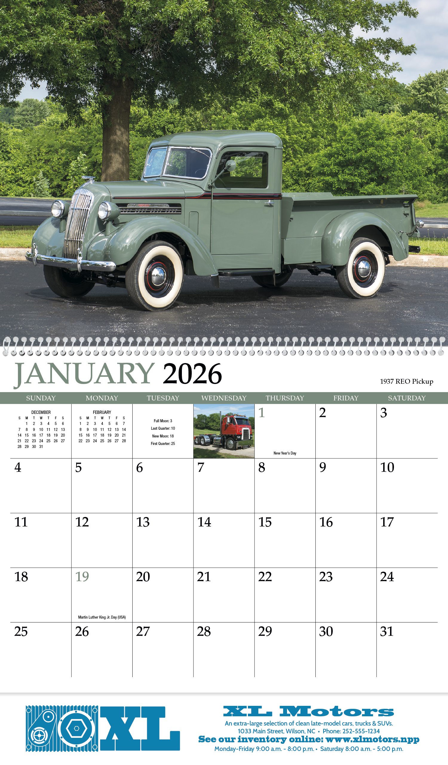 HotLine® Products Classic Trucks Appointment Calendar - Spiral 9