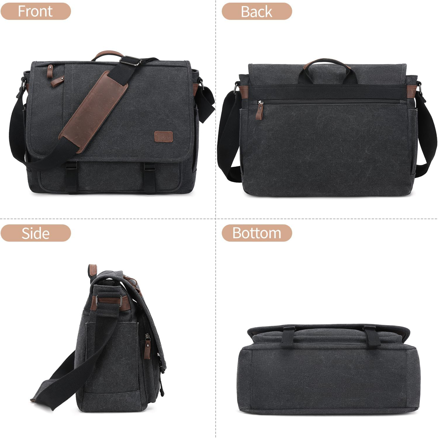 17-17.3 Inch Canvas Water-Resistant Messenger Bag 2