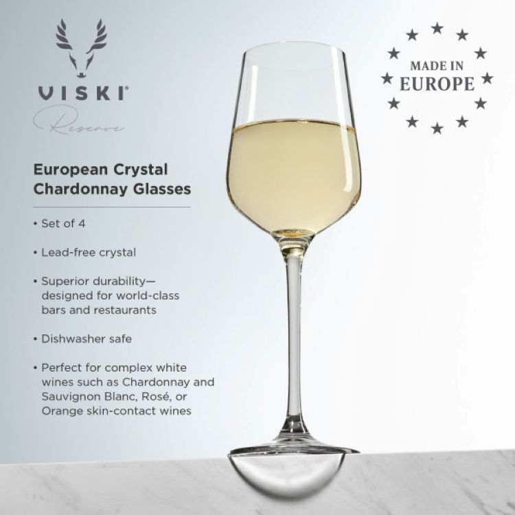 Viski® Reserve Inez Crystal Chardonnay Glass, set of 4 9