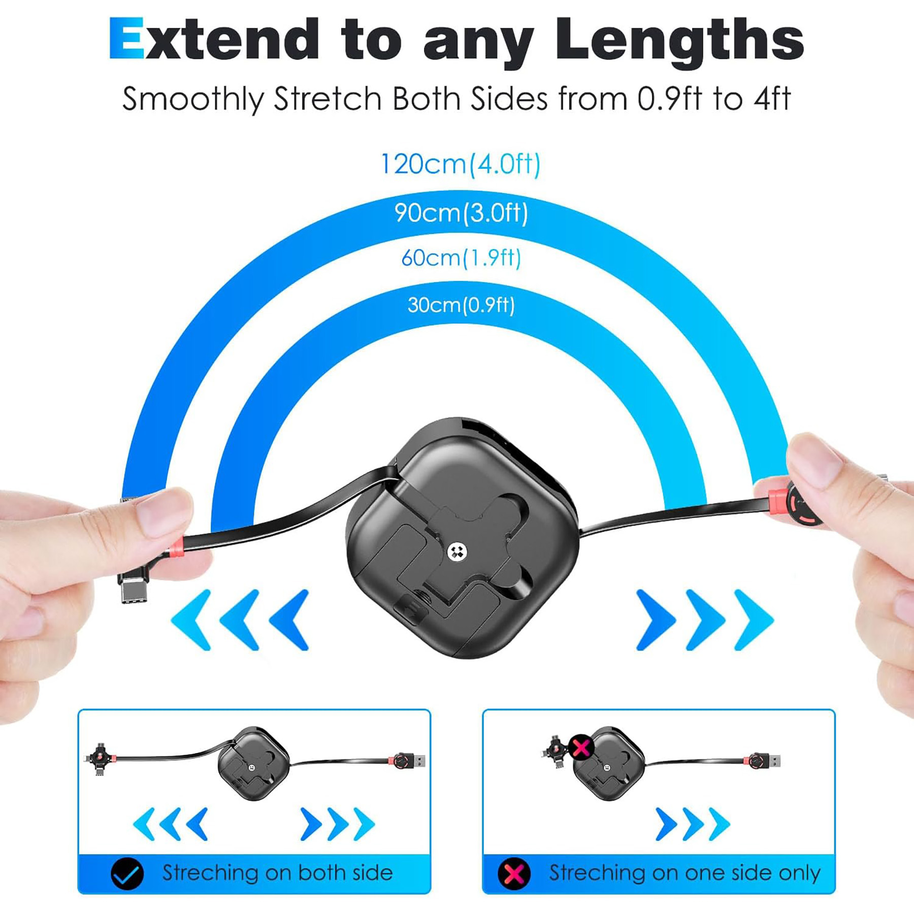 3 in 1 Retractable Mobile Phone Holder Data Cable 4