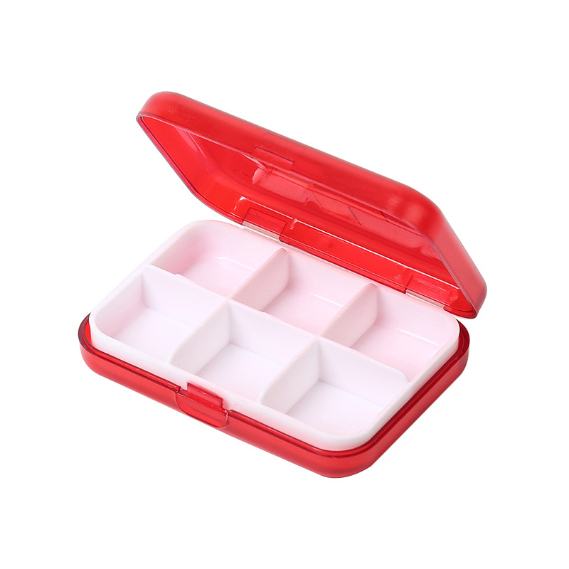 Portable Clear 6 Compartments Pill Box 8