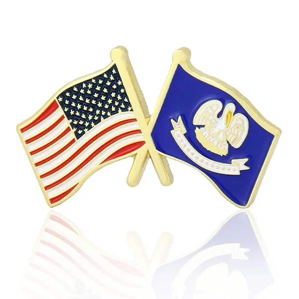 Stock Crossed Flag Pin (USA & USA) 22