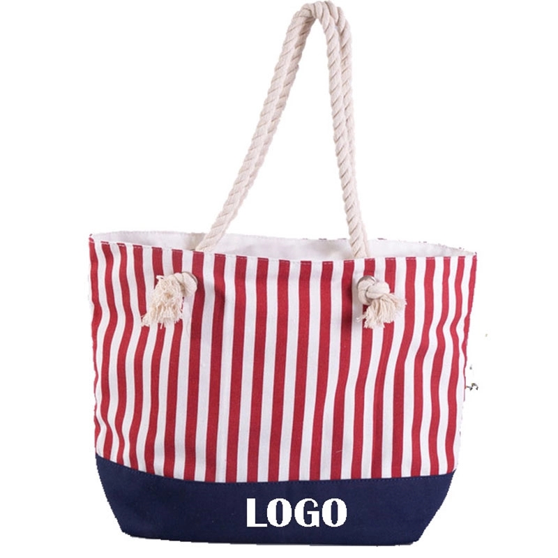 Striped Stitching Canvas Bag 4