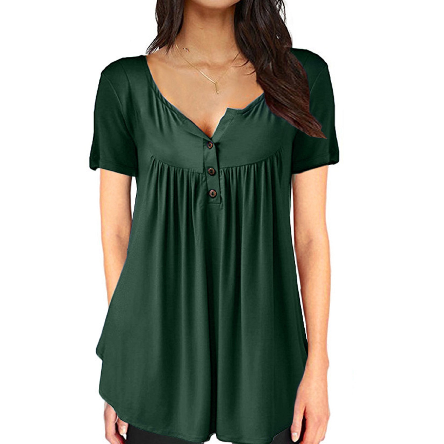 Women's Long Sleeve Henley Shirt Casual Button Up Tunic Tops 8