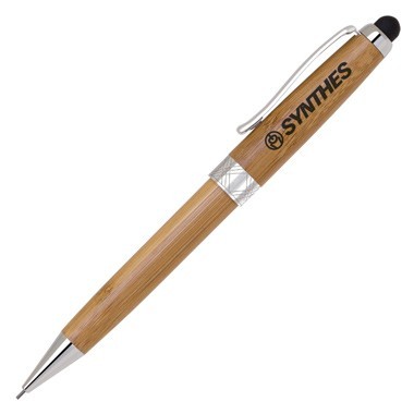 Eco-Friendly Bamboo Stylus Pencil with Chrome Trim 2