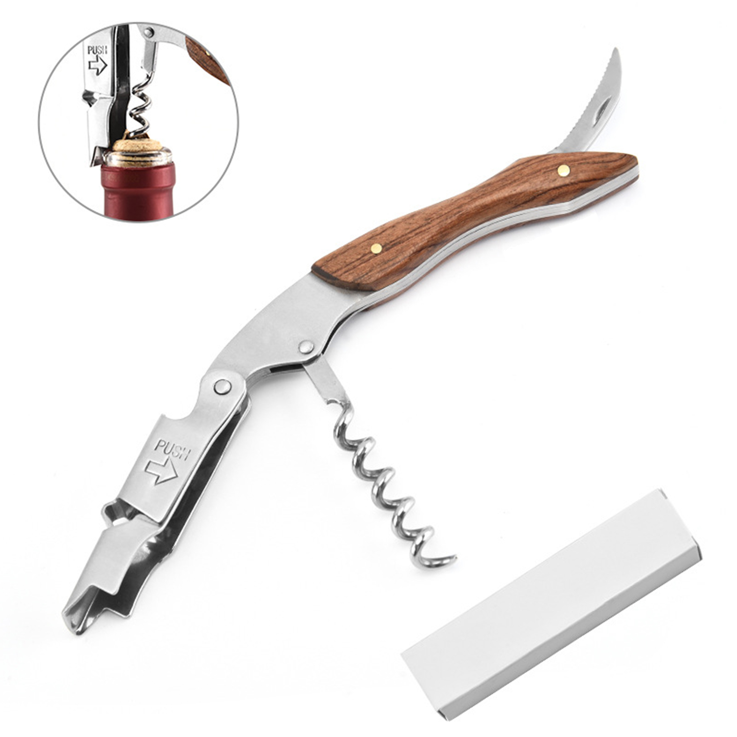 Corkscrew and Bottle Opener with Serrated Knife 3