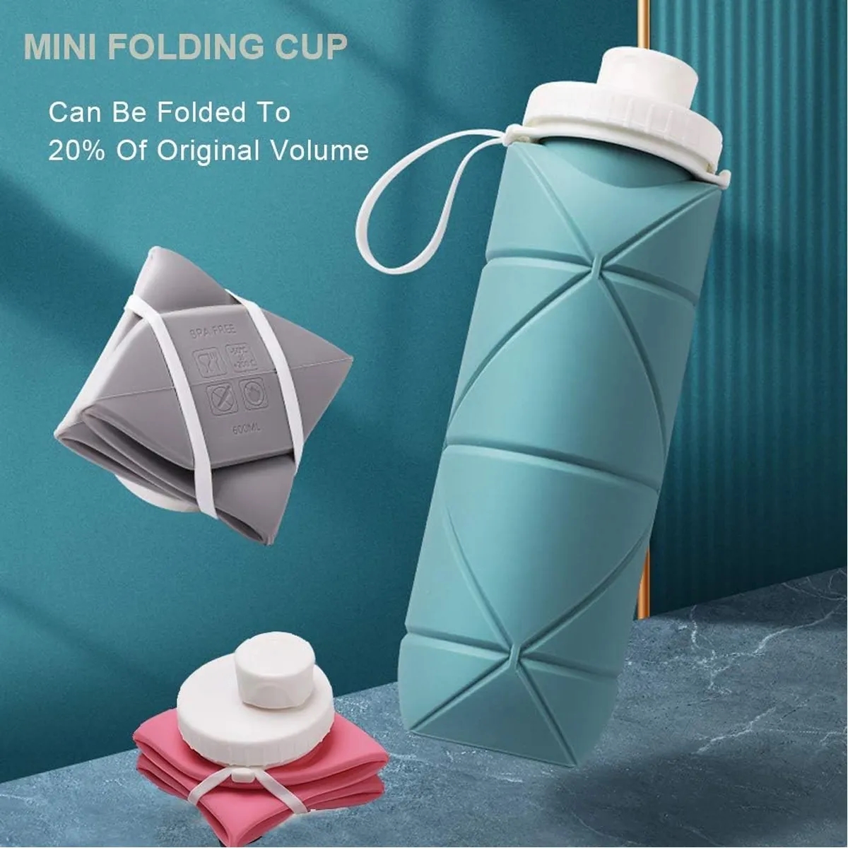 20oz Silicone Foldable Collapsible Water Bottle 4