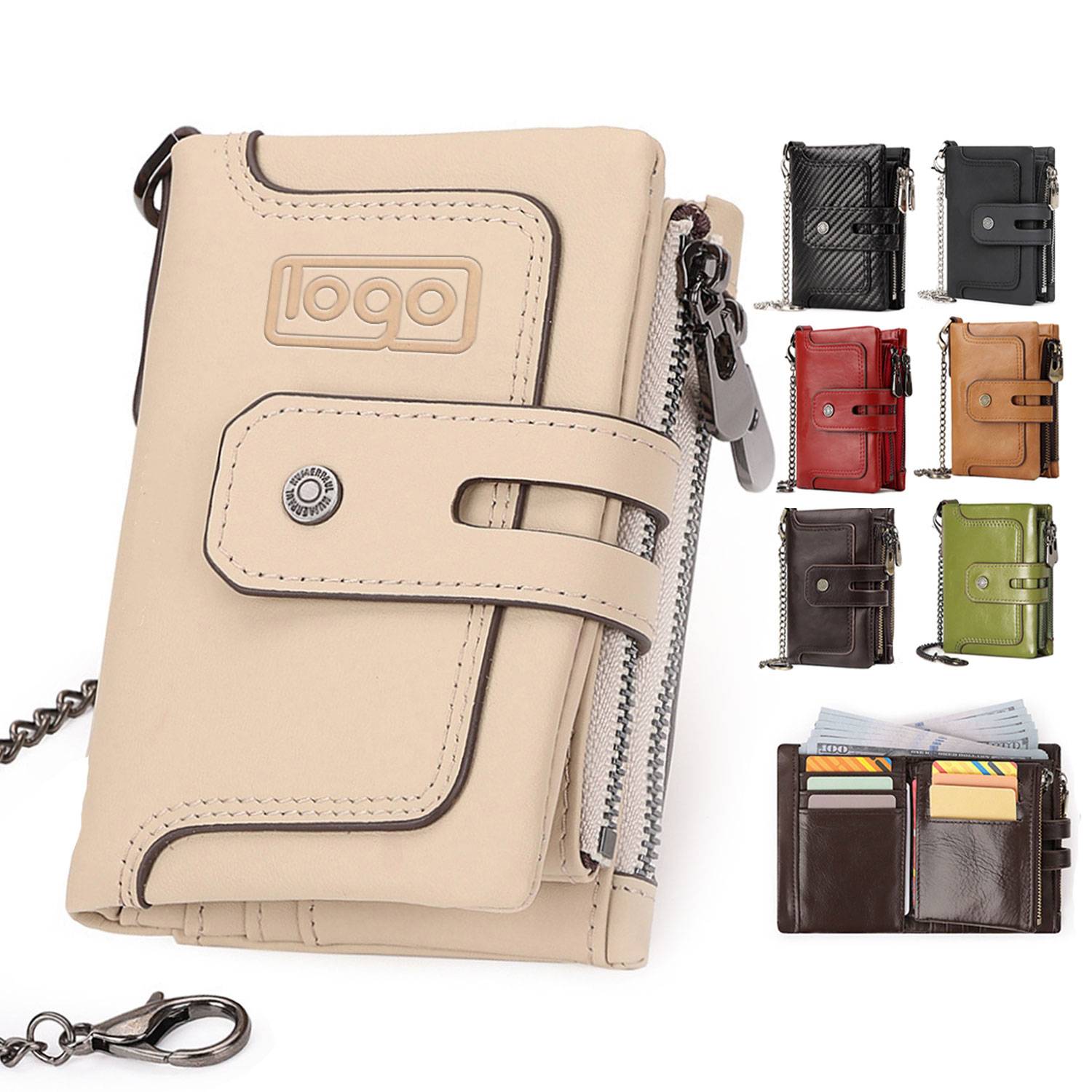 Mens Genuine Leather Tri-Fold RFID Blocking Wallet 11