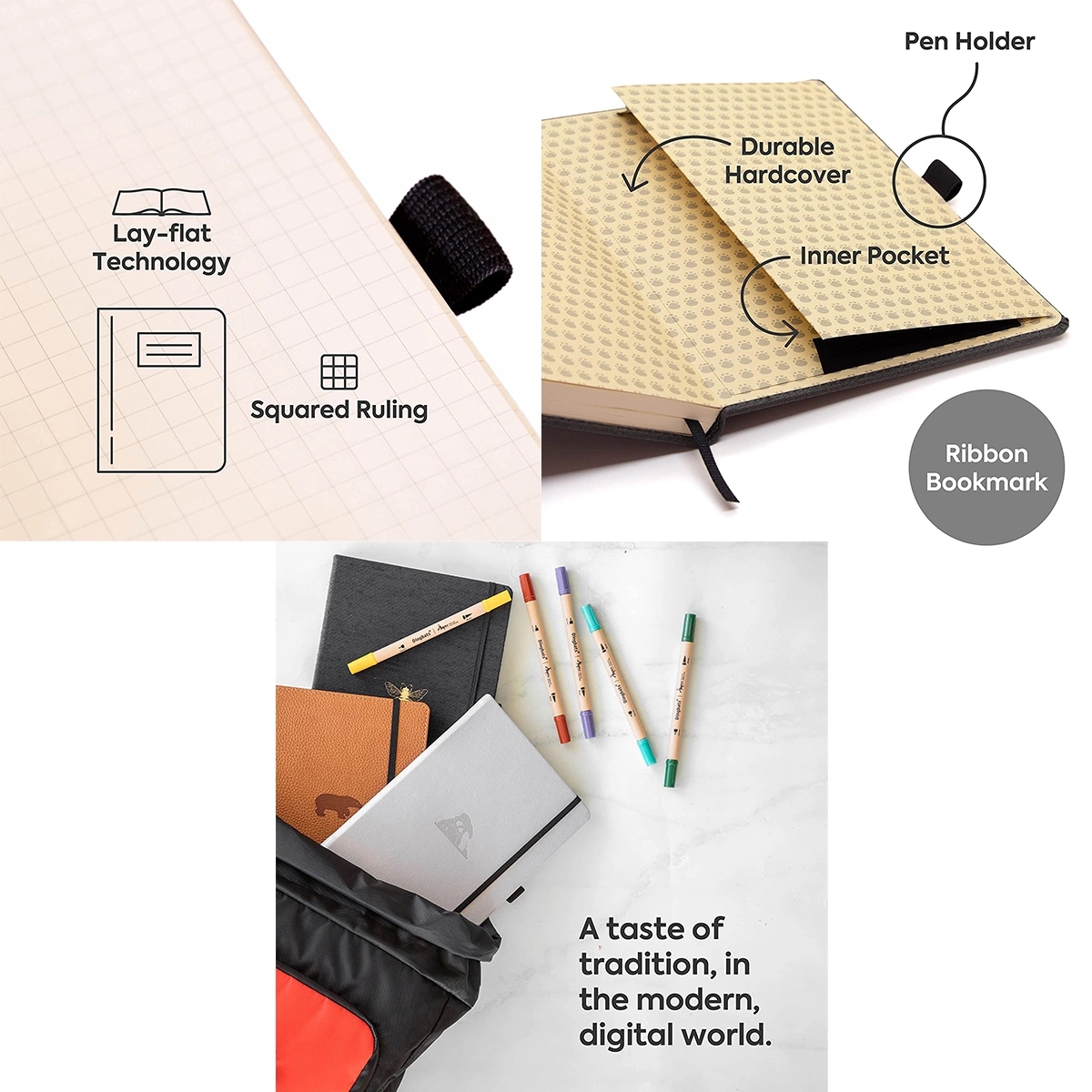 A5 Hardcover Cream Wildlife Notebook 100GSM Squared 5