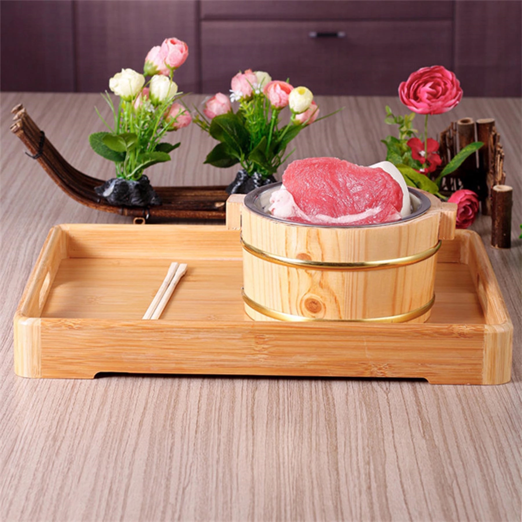 Rectangle Bamboo Tray With Handles 5