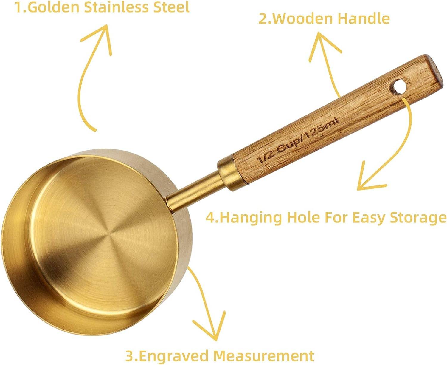 Wooden Handle Measuring Cups & Spoons Set 3