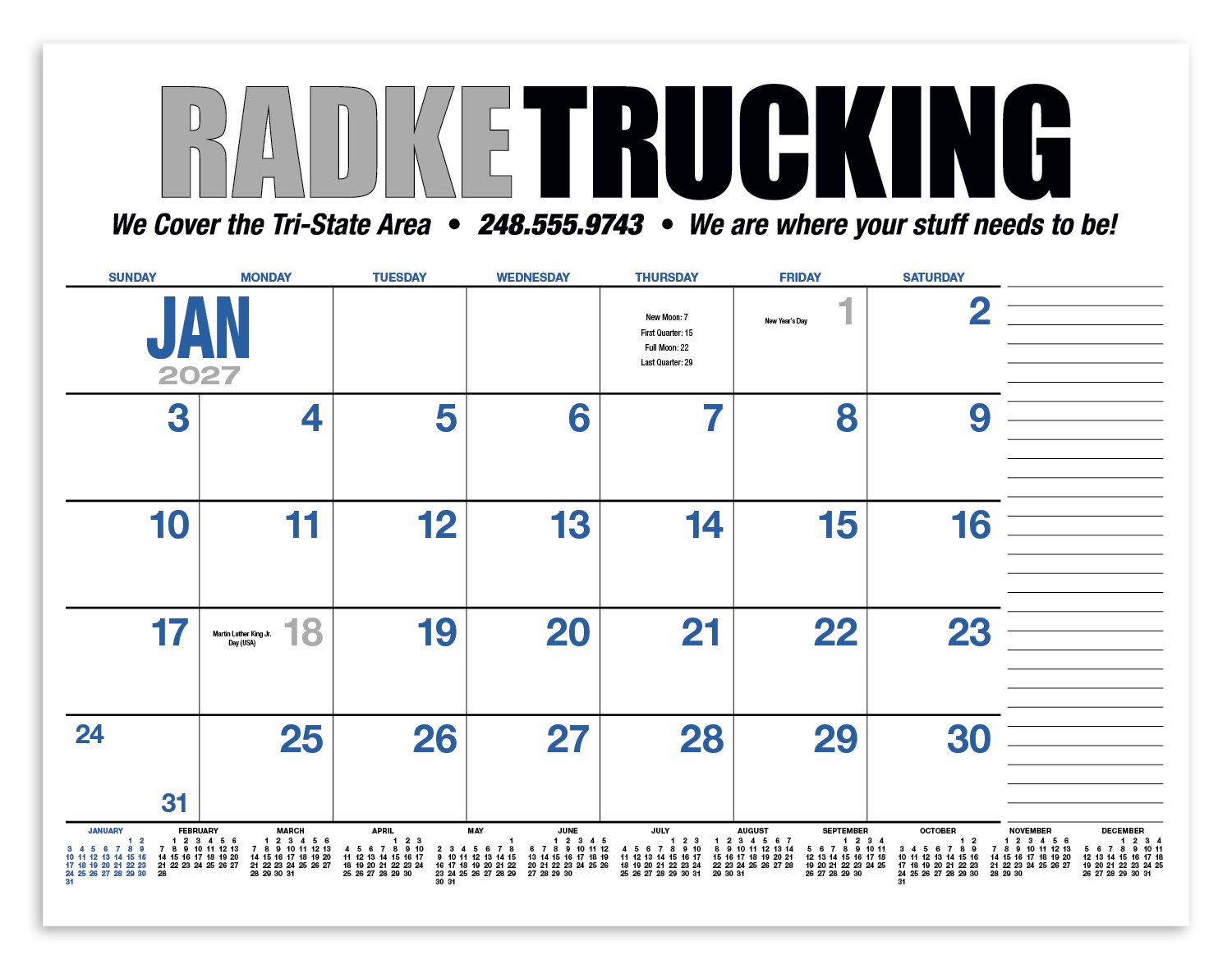 HotLine® Products 13-Month Desk Pad Calendar 40