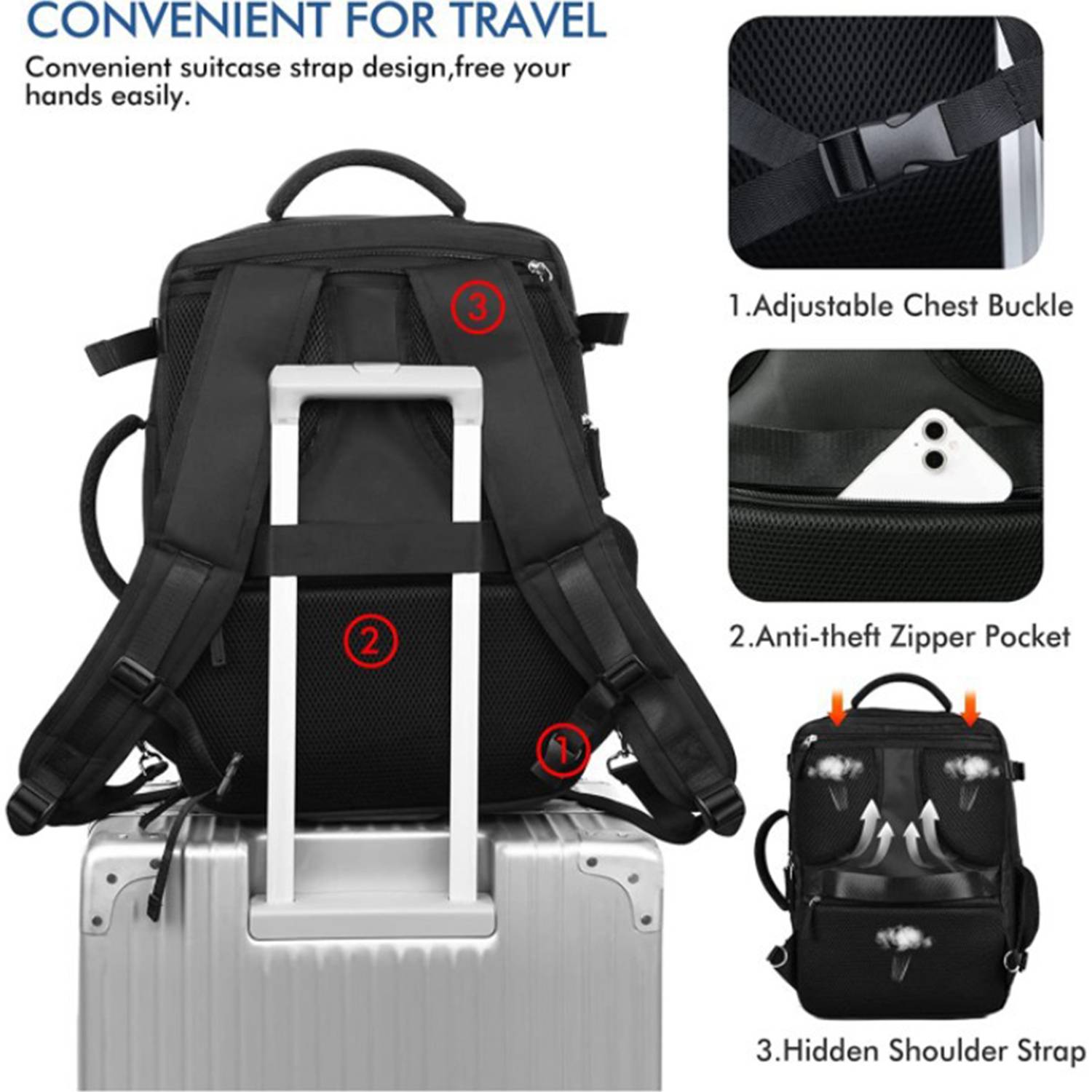 Large Travel Backpack Casual Bag for Women Flight Approved 4