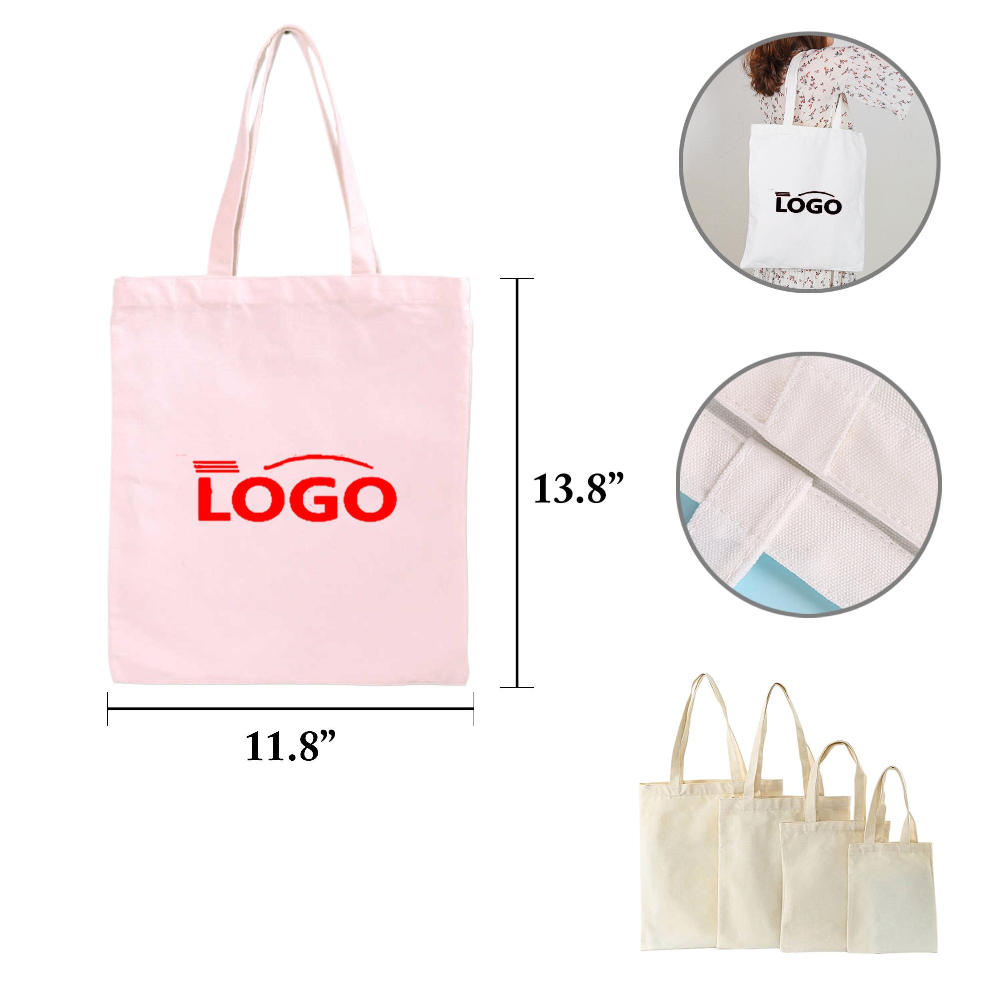 MOQ50 Cotton Canvas Tote Shopping Bag Blank, custom tote bag with logo imprint 3