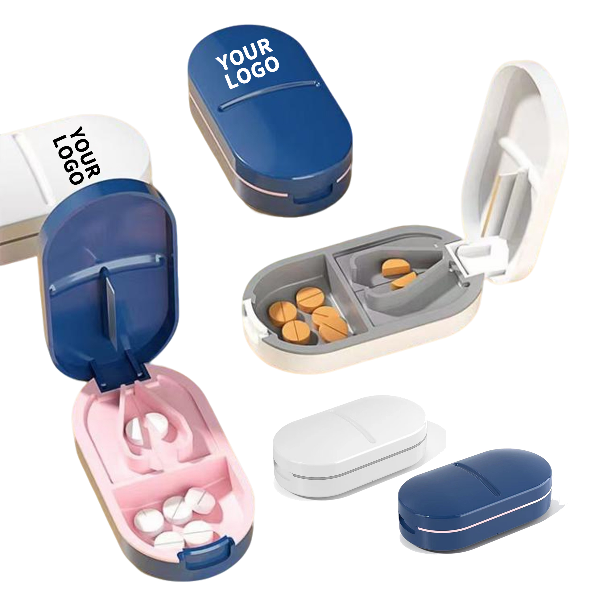 Compact Pill Split Device With Safe Blade And Storage 3.4" x 1.8" x 1" 3