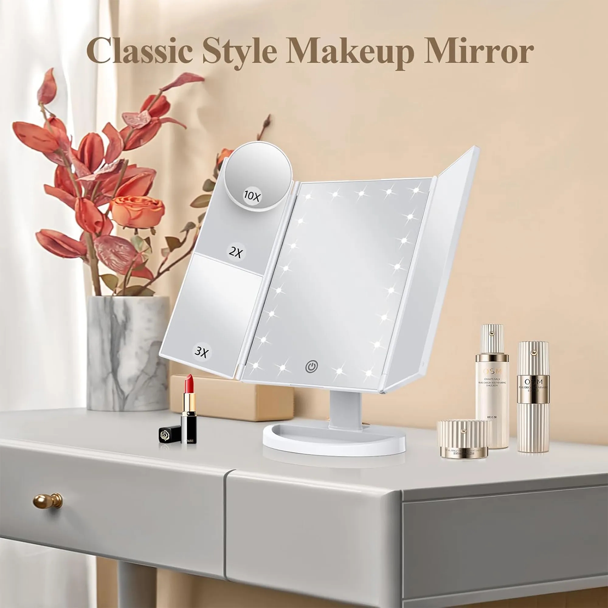 Folding LED Makeup Mirror For Desk 3
