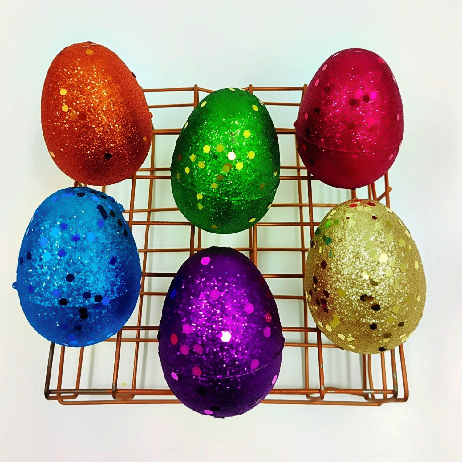 Glittered Fillable Plastic Easter Eggs 7