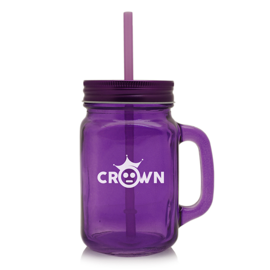 15 oz Colorful Handle Mason Jars with Straw 4