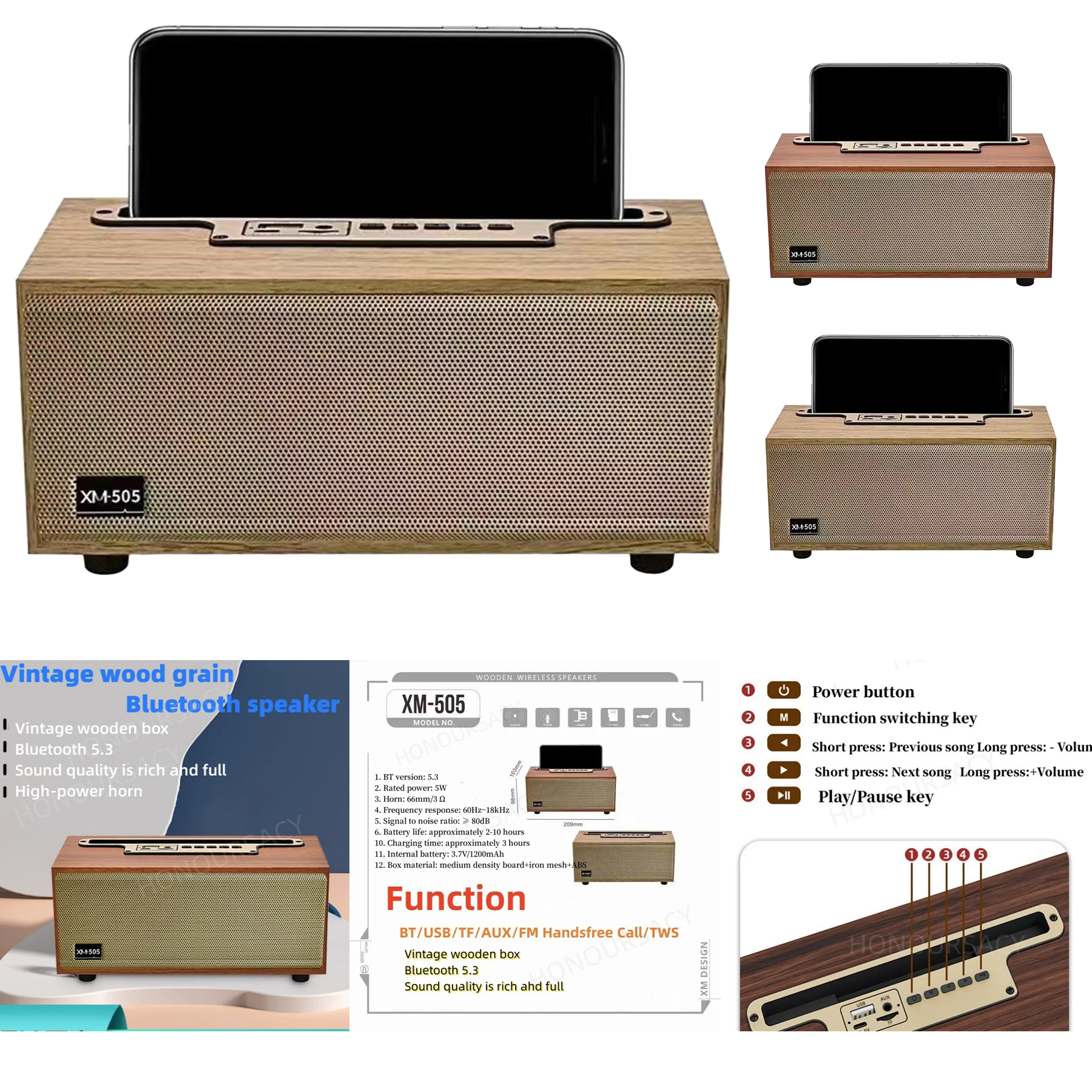 Vintage Wooden Bluetooth Speaker