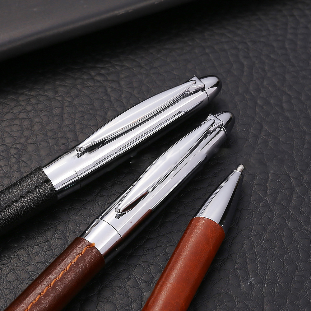 Metal Ball Pen with Leather Cover 3