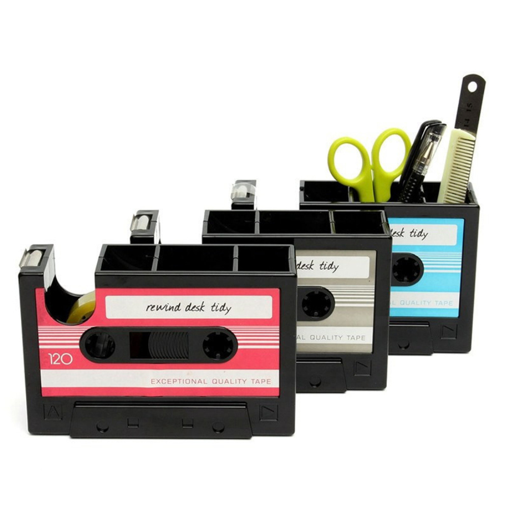 2-in-1 Cassette Shaped Tape Dispenser & Pen Holder 1