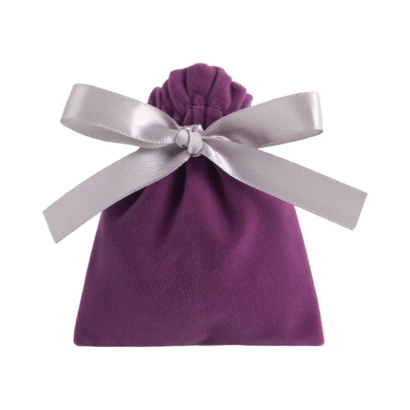 Velvet Drawstring Bag With Bowknot Ribbon 5