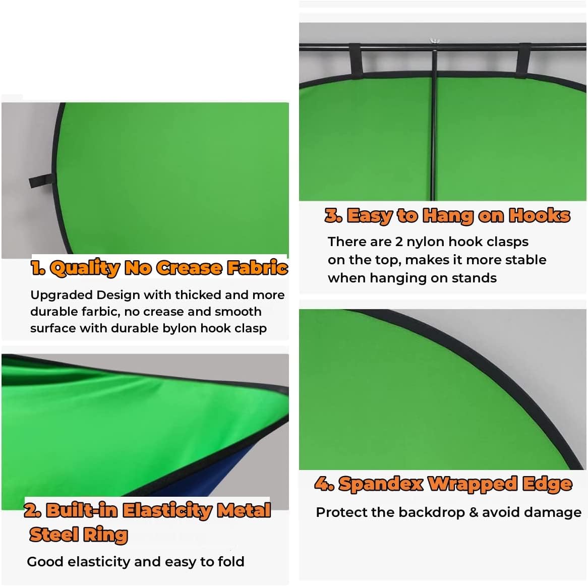 39.4 * 59.1" Double Sided Collapsible Green Screen with Carrying Bag 8