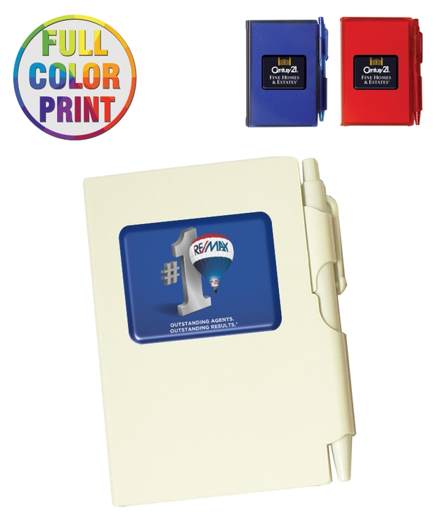 Full Color Pocket-Size Notebook Jotter w/Pen Attached 2