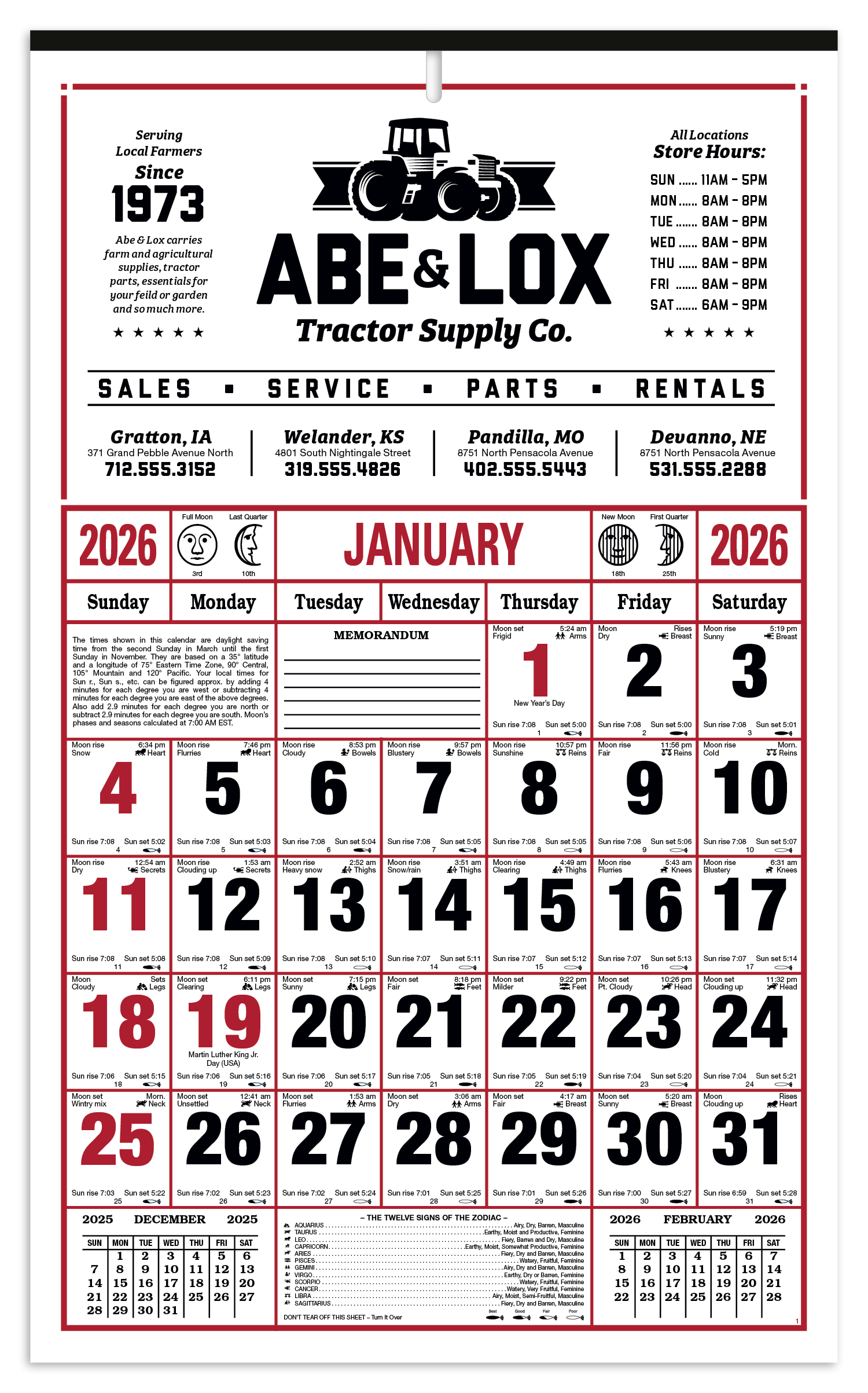 Skinner & Kennedy® 8-Sheet Almanac Calendar 16
