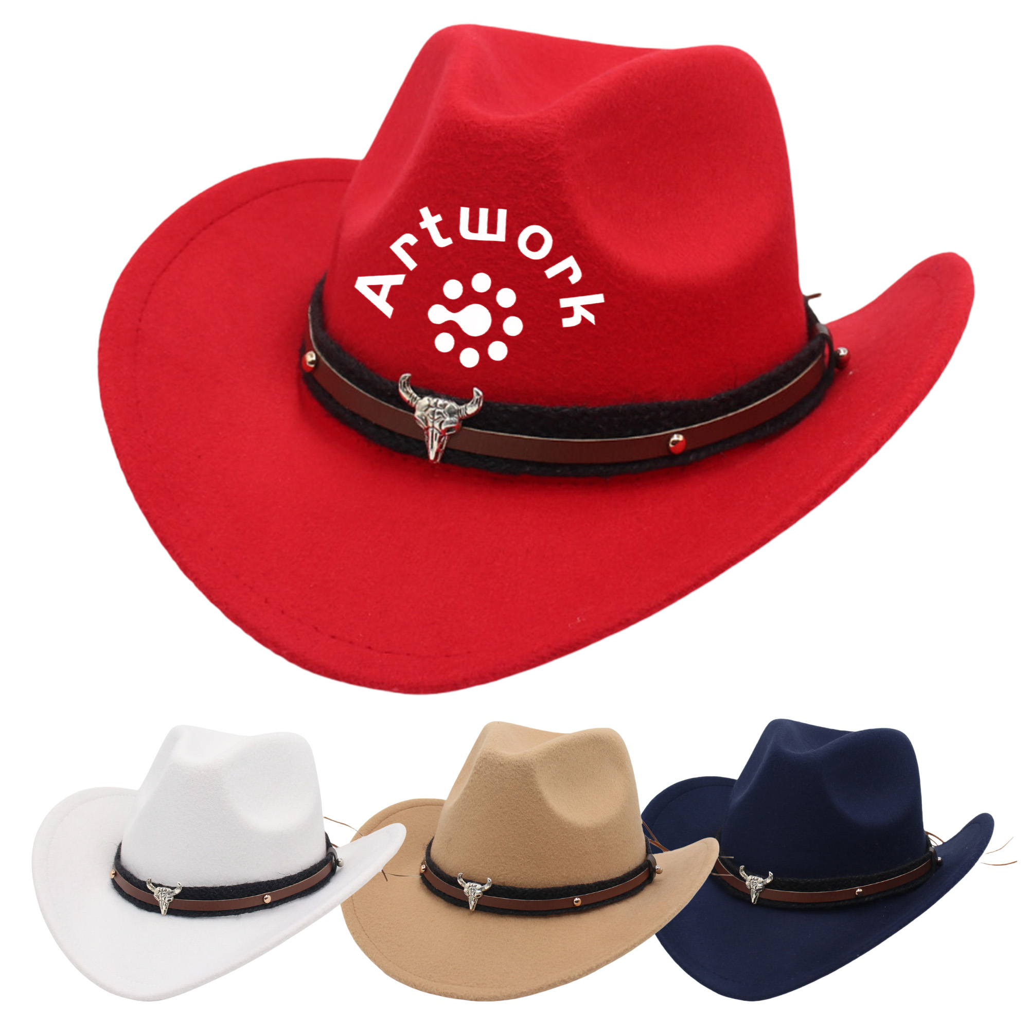 Western Cowboy Felt Fedora Hat 2