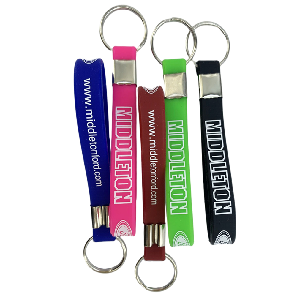 Exbossed Printed Multicolor Silicone Bracelet Wrisband Keychain 2