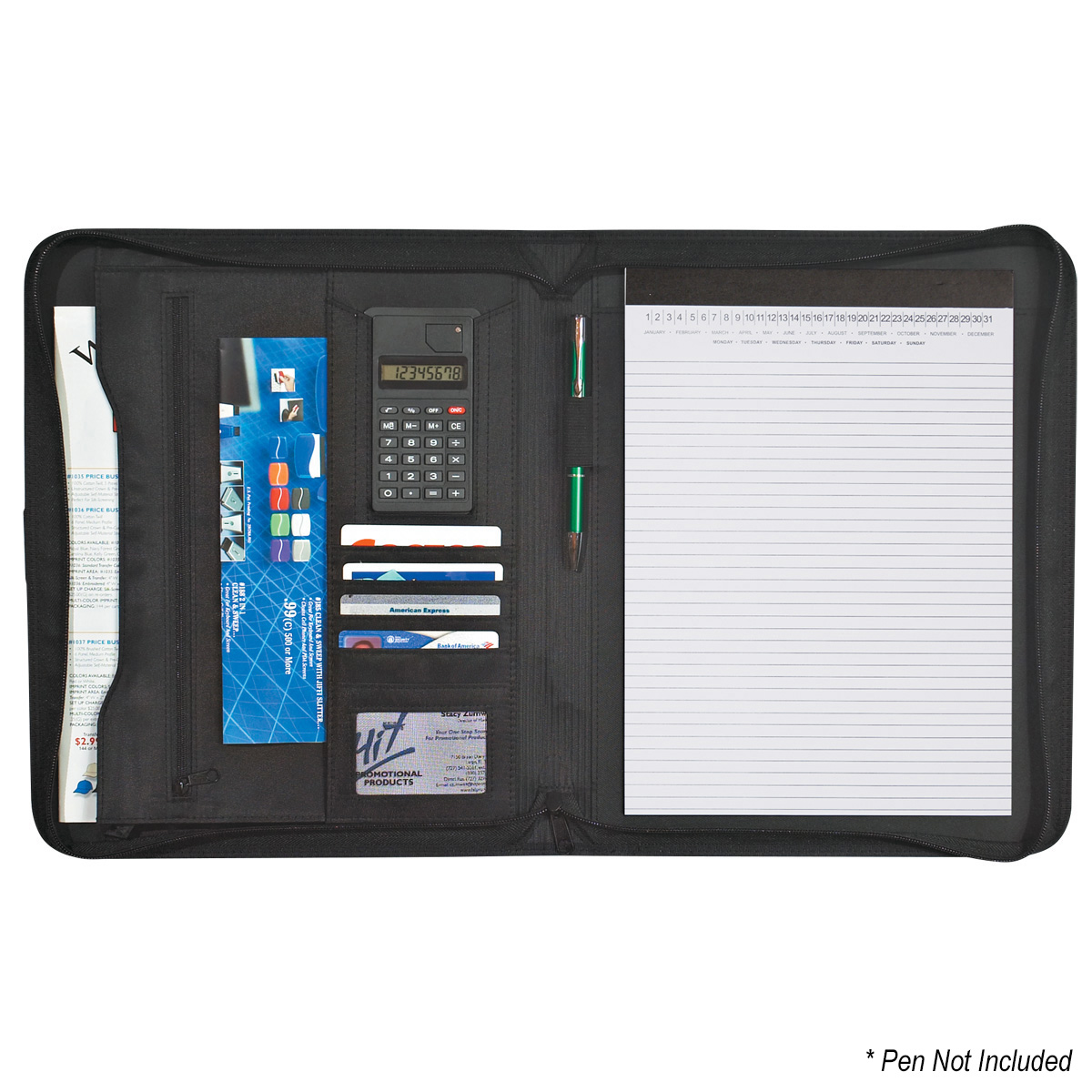 Pebble Grain Zippered Portfolio With Calculator 6