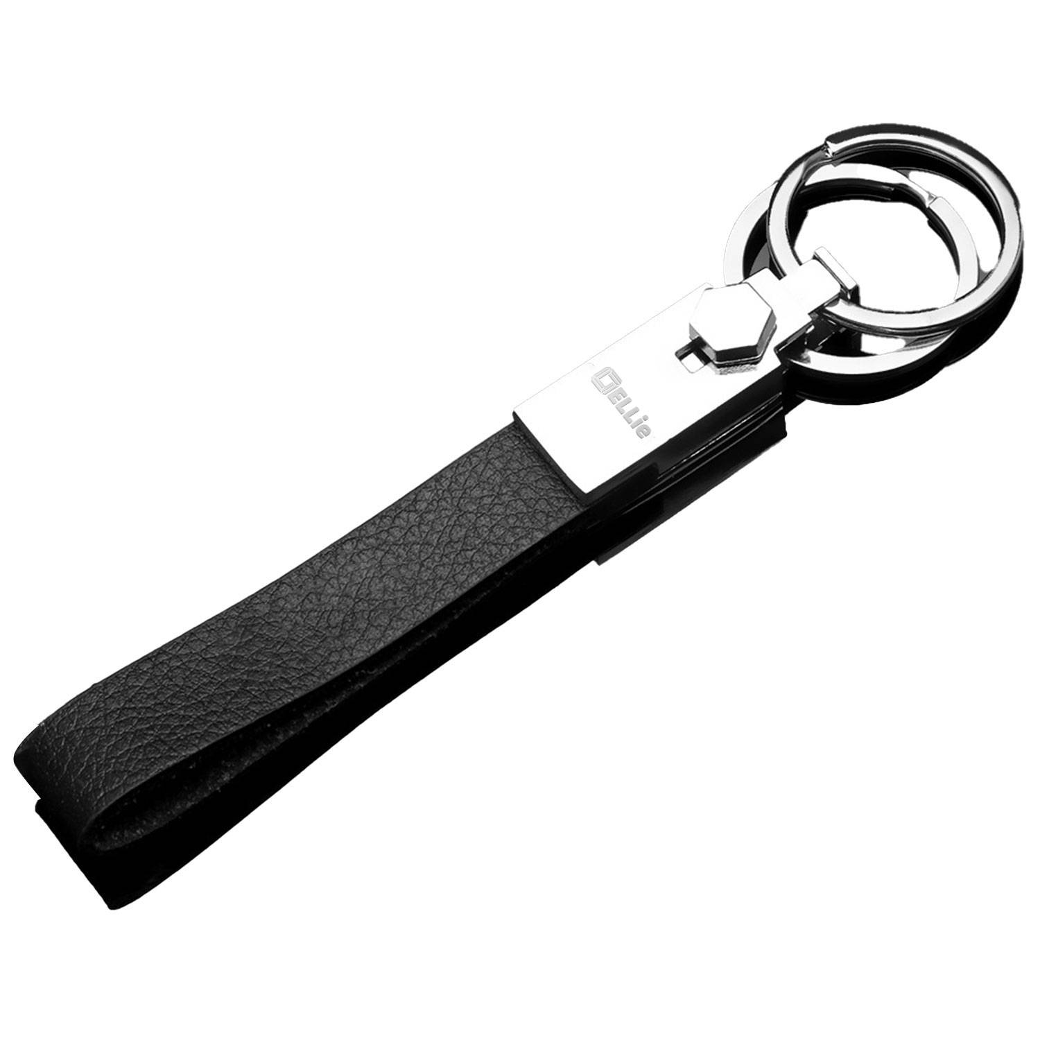 Custom Men's Genuine leather metal creative keychain